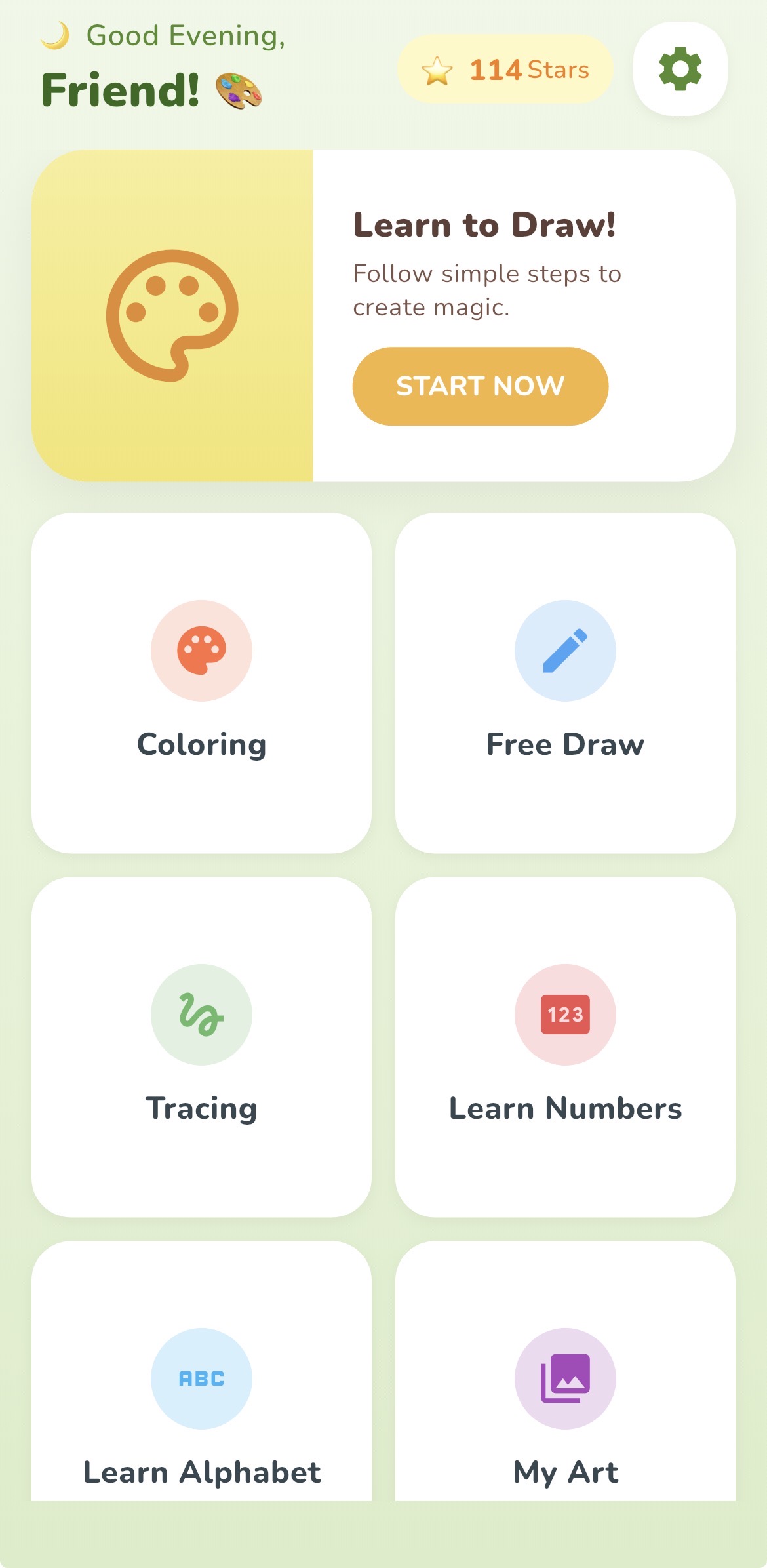 Colorise home screen with coloring, tracing, and drawing