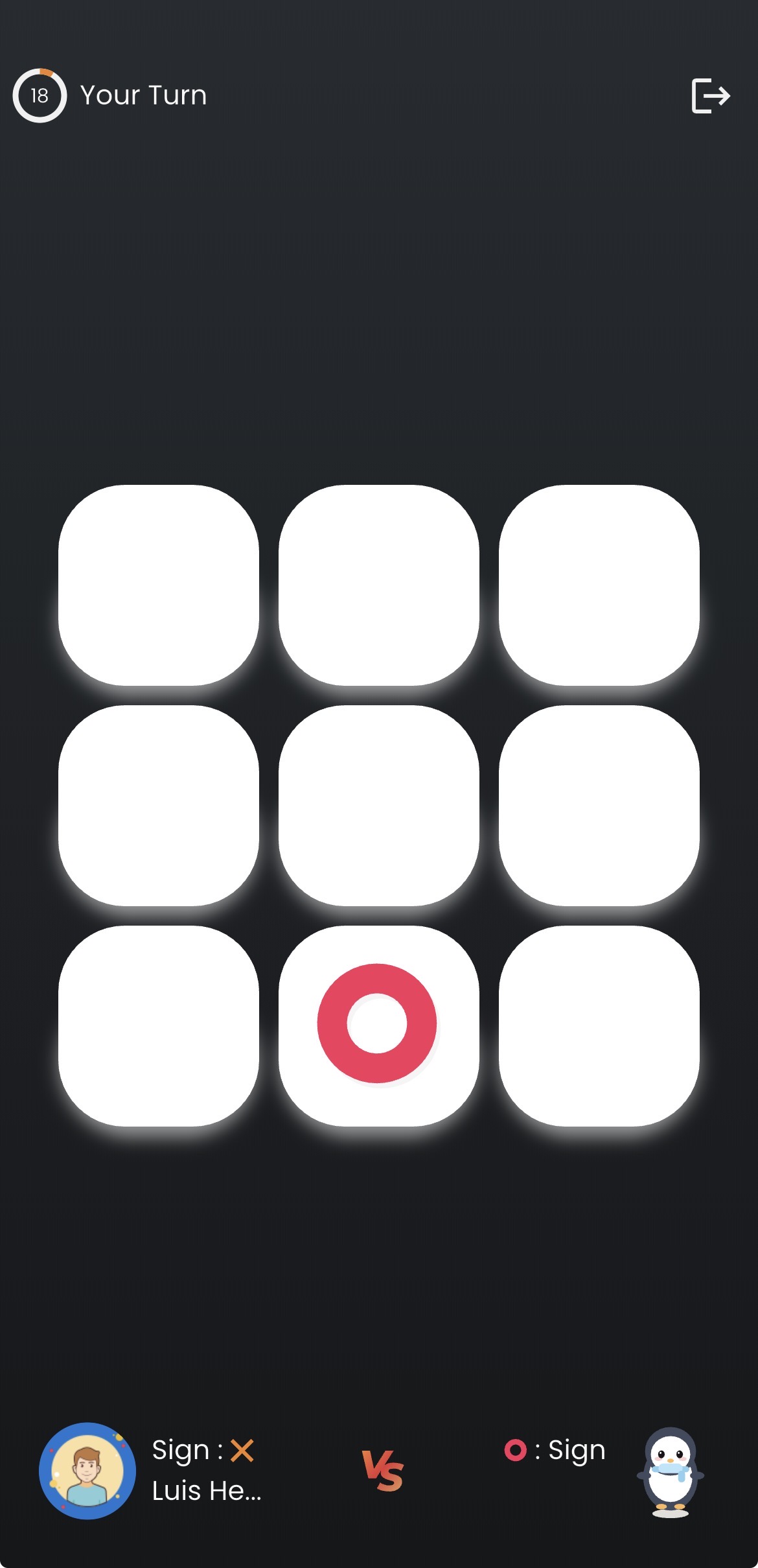 Xo Arena match with one mark on a 3 by 3 board